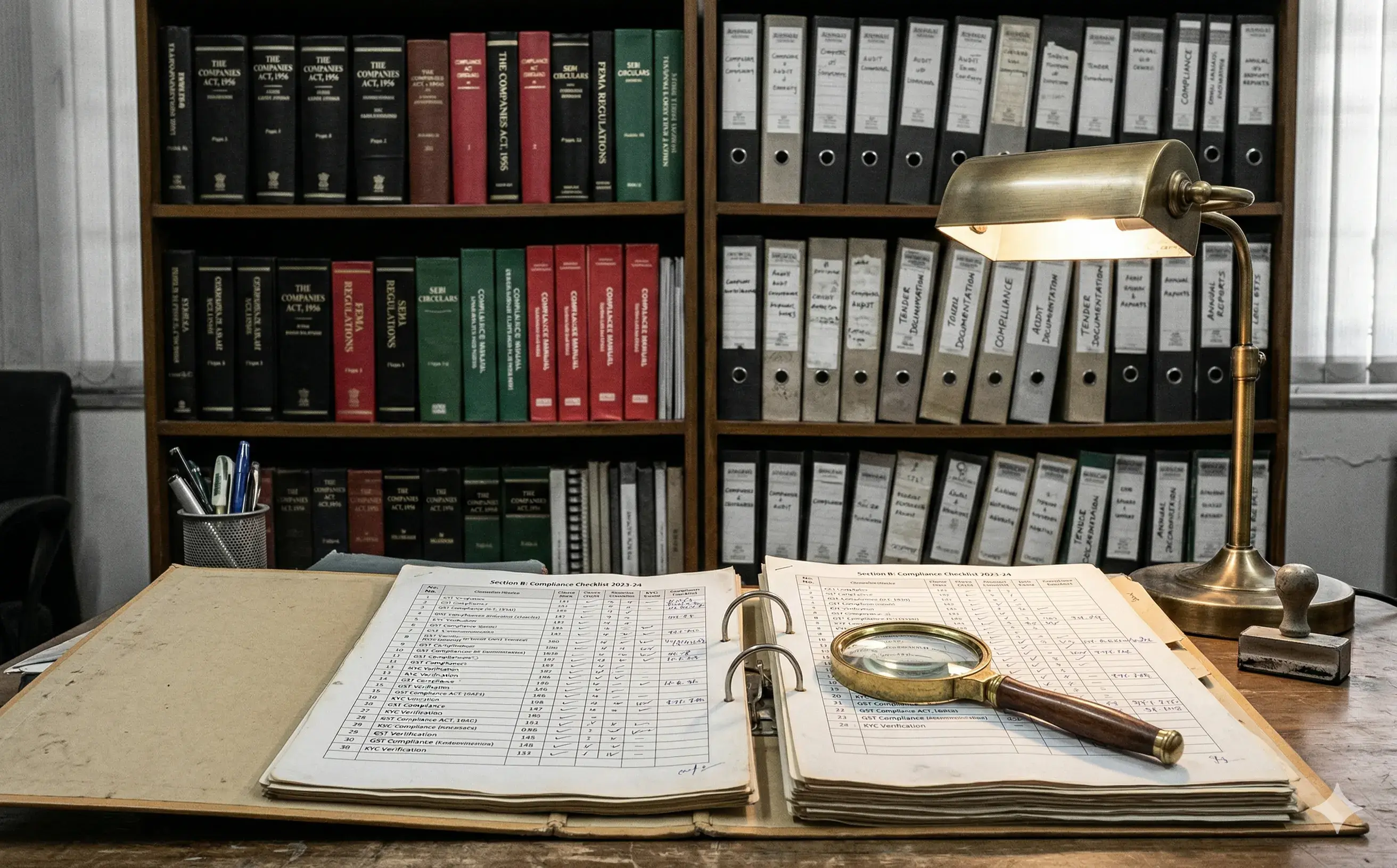 Legal team reviewing contracts and statutory filings